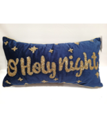Christmas Glitz + Glimmer Blue Gold Beaded Throw Pillow Home Decor NEW 1... - £42.06 GBP