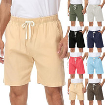 SH Mens Chino Shorts Drawstring Cotton Casual Summer Beach Half Pants Fitness US - £24.91 GBP