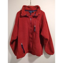 Men&#39;s Patagonia Red Fleece Full Zip Size XL Pockets Blue Trim Made in USA - £37.36 GBP