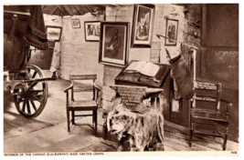 Interior Of The Famous Blacksmiths Shop Scotland Black And White Postcard - £7.12 GBP