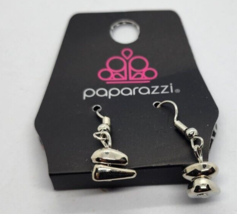 Paparazzi Silver Tone Dangle Women Pierced Earrings Silver Stacked Stones Art - $5.94