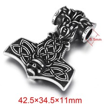 2pcs Stainless Steel Viking Thor Hammer Pendant Hole 5mm for Necklace DIY Access - £21.35 GBP
