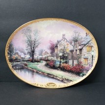Thomas Kinkade 1994 Lamplight Lane 8.5&quot; x 6.5&quot; Limited Edition Oval Plate - $20.67