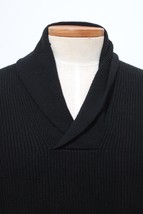 Bloomingdale&#39;s Men&#39;s Store XL Black Shawl Collar Rib Soft Merino Wool Sw... - £28.18 GBP