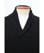 Bloomingdale&#39;s Men&#39;s Store XL Black Shawl Collar Rib Soft Merino Wool Sw... - £28.30 GBP