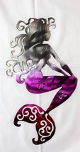 Sitting Mermaid Sipping Wine - Metal Wall Art -Purple Tinged 30&quot; tall - £79.96 GBP