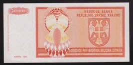 Bosnia Herzegovina R-31 1993 RARE Unissued (NO Sn#) Five Hundred Million... - $24.00