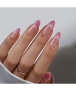 BTArtbox Almond Press On Nails Medium - Lamp-Curable Pink Cat Eye Press ... - $19.97