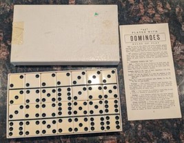 Vintage PUREMCO Marblelike 42 Standard Dominoes IVORY Box Instructions - $26.95