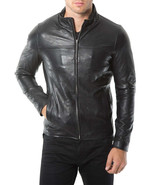 Mens Leather Jacket Stylish SlimFit Genuine Lambskin Motorcycle Bomber B... - $160.00 CAD