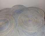 15&quot; Woven Round Placemats (Set of 7) Blue with Gold Accent - £12.17 GBP
