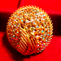 Very Old Vintage Coro Gold Rhinestone Brooch - £21.11 GBP