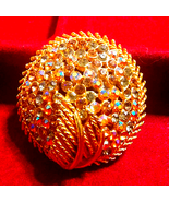 Very Old Vintage Coro Gold Rhinestone Brooch - $498.67 MXN