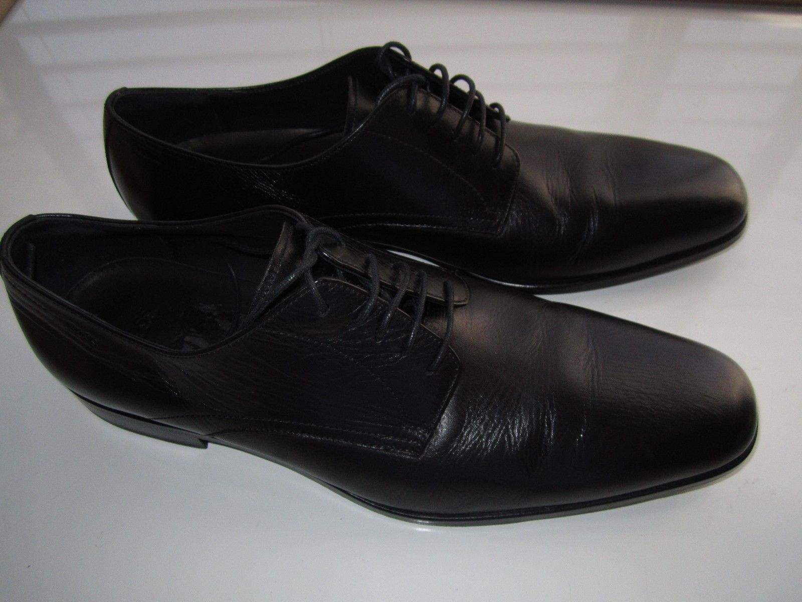 Boss Hugo Boss Verocuoio Genuine Leather Oxfords Men’s Shoes Black 11M to11.5D - $142.49