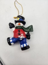 vtg hanging  Porcelain snowman christmas ornament Hand Painted Adorable - $10.50