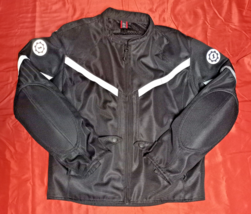 First Gear Rush Mesh Armored Padded Black Motorcycle Jacket Men's M - $54.45