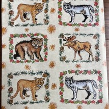 Holiday Christmas Wrapping Paper Winter Wild Animal Bear Moose Wolf Lion... - £6.10 GBP