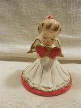 Vintage Lefton Japan Ceramic Valentine Angel Girl Holding Hearts Figurin... - $364.94 MXN