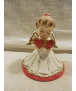 Vintage Lefton Japan Ceramic Valentine Angel Girl Holding Hearts Figurin... - $364.94 MXN