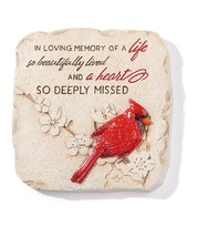 Cardinal Memorial Stepping Stone or Plaque Red with Sentiment Cement 9.8" Long