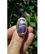Electroformed copper // Chevron amethyst ring // Dogtheeth amethyst jewelry - $750.30 MXN