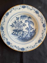 antique chinese pottery plate with garden scene  - £195.56 GBP