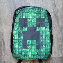 New Green Minecraft Creeper Backpack School Book Bag Laptop Sleeve Bottle Pocket - £11.86 GBP