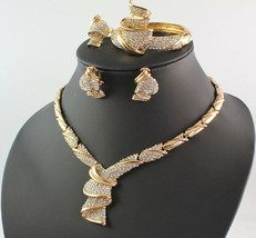 Women 18K Gold Plated Africa Dubai Wedding Party Necklace Jewelry Set And Boxes - £22.37 GBP