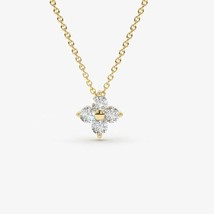 0.22Ct Moissanite 14K Yellow Gold Plated Silver Clover Cluster Pendant N... - $82.58