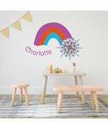 Personalized Boho Rainbow Wall Stickers with Colorful Floral Elements - ... - £77.58 GBP