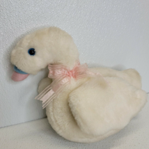 Rare TB Trading Co. White Swan Goose Baby Plush Rattle Pink Ribbon HTF! - £30.84 GBP