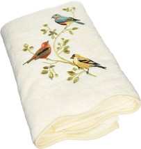 Avanti Premier Songbirds Bath Towel in Embroidered In Ivory Guest Bathroom - $39.48
