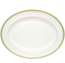 Waterford Golden Apple Oval Serving Platter 15.25 Green/Gold Band Bone China New - £51.87 GBP