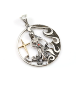 Virgo Zodiac Sign Sterling Silver Pendants Charm with Golden Star - $156.42