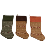 Christmas Stocking Berry Beads Gold Stitching Lot 3 Brown Green Orange H... - $33.87 CAD