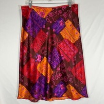 Vintage XOXO Skirt Womens Med 90s Y2K Floral Patchwork ALine Midi Skirt Pink Red - $27.12