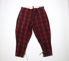 Vtg 60s Woolrich Mens 40x28 Distressed Wool Tie Cuff Trousers Pants Plaid USA - £80.34 GBP