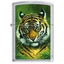 Zippo Lighter - Picken&#39;s Tiger Satin Chrome - 852541 - £21.55 GBP