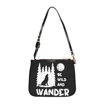 Personalized Black Wolf Moon Shoulder Bag: PU Leather, Wanderlust, Wild ... - £25.11 GBP