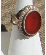 Carnelian (Agate?) set in Ornate Filigree Sterling Ring - $75.00