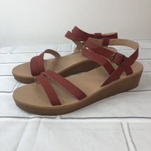 Lucky Brand Women&#39;s Hecilia Sandals Size 10 Strappy Low Wedge Leather Op... - $16.97