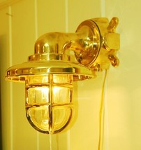 Nautical Vintage Cast Brass Ship&#39;s Bulkhead Light Electrified - Set of 2 - £143.45 GBP
