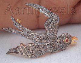 Victorian 1.80ct Rose Cut Diamond Ruby Wedding Flying Bird Designer Pendant - £478.77 GBP