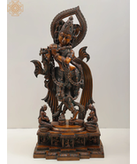 25" Gopis Take Shelter at Krishna's Feet In Brass | Handmade | Lord Krishna Idol - £1,116.90 GBP