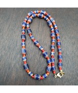 Beads of Antiquity Vintage Venetian White Heart and Blue Chevron Beads N... - £38.32 GBP