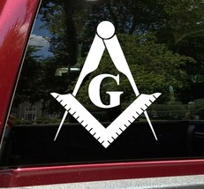 Freemasonry Symbol Vinyl Decal Masonic Lodge God Square Compass Die Cut Sticker - £3.89 GBP+