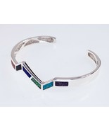 Waldeck Jewelers Sterling Silver Lapidary Inlay Cuff Bracelet Gorgeous - $159.98