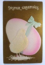 Easter Postcard Big Egg Baby Chick Greetings Raised Image Vintage Antique Unused - £8.41 GBP