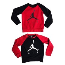 Lot of 2 Air Jordan Sweatshirt Size 4T Toddler Black Red Crewneck - £31.57 GBP