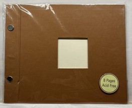 Mini Scrapbook Photo Album Off White Pages 7.75”x 6.25&quot; Brown Screw Hinge New - £3.55 GBP
